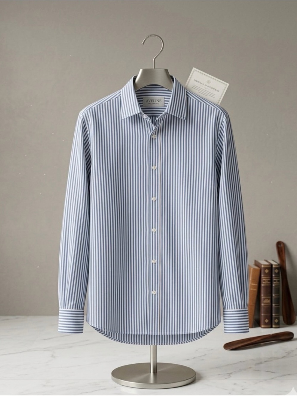Men's XL  luxury brand  Giesso Elementos Argentin Blue Pinstripe Dress Shirt